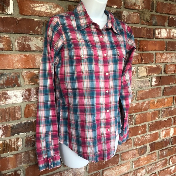 Wrancher by Wrangler plaid snap front long sleeve shirt size Medium - Picture 2 of 7